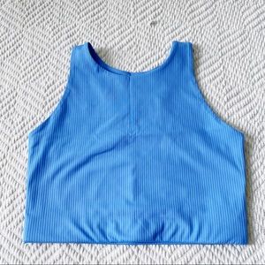 Girlfriend Collective Blue Ribbed Knit Racerback Day Dream Dylan Tank Bra
